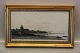 Peter Ilsted Etching Landscape with fjord and church ca 32 x 18.5 cm including frame PI 1899