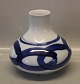 B&G Porcelain B&G 6705 Blue Henning Koppel Vase ca 21 x 22 cm Signed HK in the mold