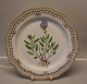 Kongelig Dansk Porcelæn Flora Danica 20-3527 #Brunella grandiflora Jacq." Rundt fad gennembrudt kant 29 cm (1966) Dækketallerken