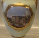 Royal Copenhagen Golden Age Painting on porcelain: Ca 1850 The Church of Christiansborg Castle - The parliament of Denmark before the fire. Vase 26 cm