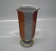 Kongelig Dansk  Craquelé, Craquele 212-3389 Kgl. Grå og rød ottekantet vase med guld 21 cm