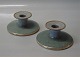 Royal Copenhagen Craquelé, (Crackelure) 457-3335 RC Low green candlestick with gray and gold 6 x 12 cm Pair