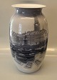 Royal Cpenhagen RC  B 83 Huge Vase 40.5 cm Motif from the Old Fishmarket at Gl. Strand in Copenhagen  Gammel Stand KBH Harald Henriksen Unique