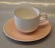 Red line 072 Cup 6.5 x 7.5 cm + ful light red saucer 14.8 cm (073)Royal Copenhagen faience red top or red line -4 ALL Seasons
