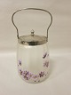 Kiksespand af glas med låg, antikFra ca. 1900, smukt dekoreretH: 26cm inkl. hank