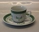 Aluminia Faience Green Tranquebar 0956-12 Large coffee cup 20 cl  with saucer 15 cm