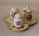 Rosenborg fra KPM Københavns Porcelainsmaleri, Lyngby Plat-de-menage bakke - salt - peber og sennep