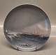 B&G Porcelain B&G 357-25 7698 Marine plate sailship in stormy sea 24.5 cm Signe ? HK Harry Kluge