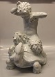 Royal Copenhagen Art Pottery 3082 Faun on tortoise  KK 1929 46,5 x 32 cm 