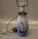 Bing & Grøndahl B&G 8497-143 Mørkeblå vase med hvid blomst -12 cm monteret med fatning som lampe