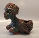 Brown glazed lustre Jens Jacob Bregnoe Woman with basket. JJB Own Workshop 20 x 23 cm