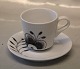Black Fluted MEGA Danish Porcelain 051-052-1 Espresso cup 6 x 6 cm 9 cl  051 saucer 11.4 cm 052 (1017017)