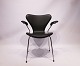 Syver stol med Arme - Model 3207 - Sort læder - Arne Jacobsen - Fritz Hansen