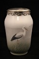 Vase fra Royal Copenhagen ( 1898-1923 ) højde: 18cm.med storke motiv om med sølv besætningen