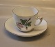 102 Cup and saucer (305) B&G Victor Hugo white porcelain - wild rose with gold rim