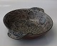 Aluminia Copenhagen Baca Faience RC Faience 870-3122 Brown bowl with ears 21 cm Nils Thorsson Baca, Aluminia