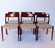 Sæt af 6 spisestuestole, model 77, i teak og lysegråt læder af N. O. Møller og J.L. Møller Møbelfabrik fra 1960erne.5000m2 udstilling.