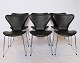 Sæt af 6 Syver stole - Sort grace læder - Model 3107 -Arne Jacobsen - Fritz Hansen - 1990