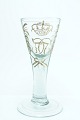 Norsk 1700 tallet vinglas med indgraveret kronet monogram for Kong Christian den 7.
