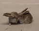 Royal Copenhagen figurine 0518 - 1252 RC Rabbits pair, brown 5 x 10 cm, Arnold Krog 1895 Color 1252