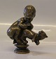 Kai Nielsen Bronze dreng med kat No. 6  Signeret Kai N 13.3 x ca 12 cm