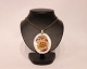 Necklace of silver with large porcelain pendant by Royal Copenhagen.