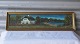 Glas maleri af Hus ved sø15 x 53 cm