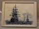 1495-PF75 Tray - Navy Trankebar faience 44 x 31 cm Tallships - outside Kronborg - Elsingnore  Castle Aluminia Faience Tranquebar