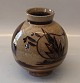 Kongelig Dansk Aluminia Stentøj 5034-5029 Aluminia Jungleserien 1932 Kuglevase 17 cm "Spidse Palmeblade på Ø" Nils Thorsson