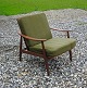 Lænestol m/grønne uldstofTeak