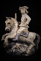 Glazed ceramic figure from L.Hjorth - Denmark.H: 24cm. L: 21cm.