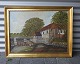 Maleri af Møllehuset ved Sæby - B. HellumHus ved sø