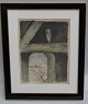 Etching: Falke Bang (1912-1998) Denmark  Barn Owl 39 x 32.3 cm including the frame