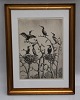 Radering: Falke Bang (1912-1998) Danmark: Skarver 45.5 x  34.5 cm inklusiv ramme Fuglemotiv