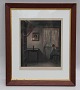 Colour print from Magzine Julerosser Peter Ilsted 42.5 x 36.5 cm including the frame:  Girl Sewing