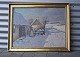 2 huse, dame med kost, vintervejAlfred Larsen