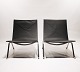 Et sæt hvilestole - Model PK22 - Sort Klassik Læder - Poul Kjærholm - Fritz Hansen - 1980