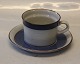 Christine Blue and Grey  Stoneware Danish Art Pottery Knabstrup Tea cup & saucer 16.8 cm