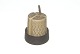 Relief Nissen Kronjyden stoneware frame lid Plat de menage with teak holder.Leaf-shaped pattern