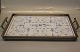 Gl. Musselmalet Fajancebakke med sølvfarvet metalstel Villeroy & Boch 26 x 39,5 cm