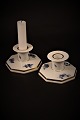 Royal Copenhagen, a pair of Blue Flower, Angled candlesticks with gold border.RC# 10/3334.H:6cm.