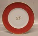 Dækketallerkener med Logo JJ  Bing & Grøndahl Røde med guldkant 248 Dækketallerken 27 cm (632) (025 A) Form 601 LOGO JJ