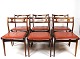 Sæt af 6 Stole - Model 138 - Mørke Rød Læder - Palisander - Johannes Andersen - Dansk Design - 1960