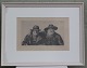 Michael Ancher Etching -  Two Fishermen from Skagen  1898 Ca 48 x 61 cm with wooden frame
