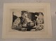 Frans Schwartz 1850-1917, Painter and etchings # 84 1899 Test Plate ”Knitting in the lamp light” Edition of 4 printed and the plate has been destroyed. Measurement 18 x 12.5 cm