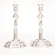 Jens Christensen, Copenhagen, 1734-62: A pair of mid 18th century baroque silver candlesticks. Dated 1740. H: 19,2cm. W: 593gr