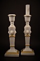 Royal Copenhagen , a pair of lion candlesticks with gold decoration.Height: 23cm. RC# 505.SOLD !
