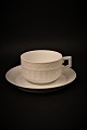 Royal Copenhagen Hvid Vifte kaffekop med underkop.Kop H:5cm. Dia.:8,3cm.RC# 11545.