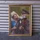 FramSpillemand og kvindemaleri 73x53,5 cm
