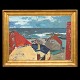 Olaf Rude, 1886-1957, olie på lærred: Udsigt fra Gudhjem. Signeret og dateret 1932. Lysmål: 73x100cm. Med ramme: 90x117cm